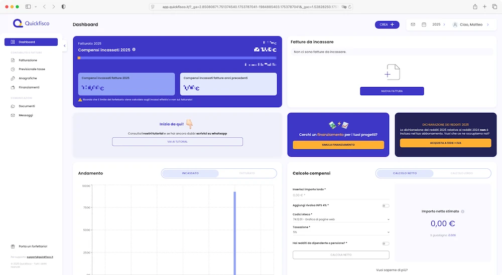 Dashboard di QuickFisco